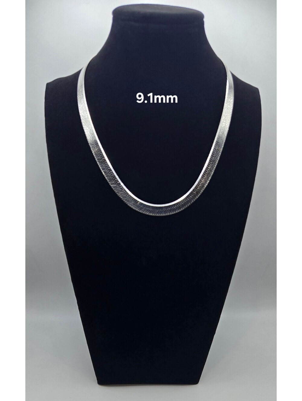 NEW Solid 925 Sterling Silver Herringbone Chain Necklace 7-9mm 18" Italy